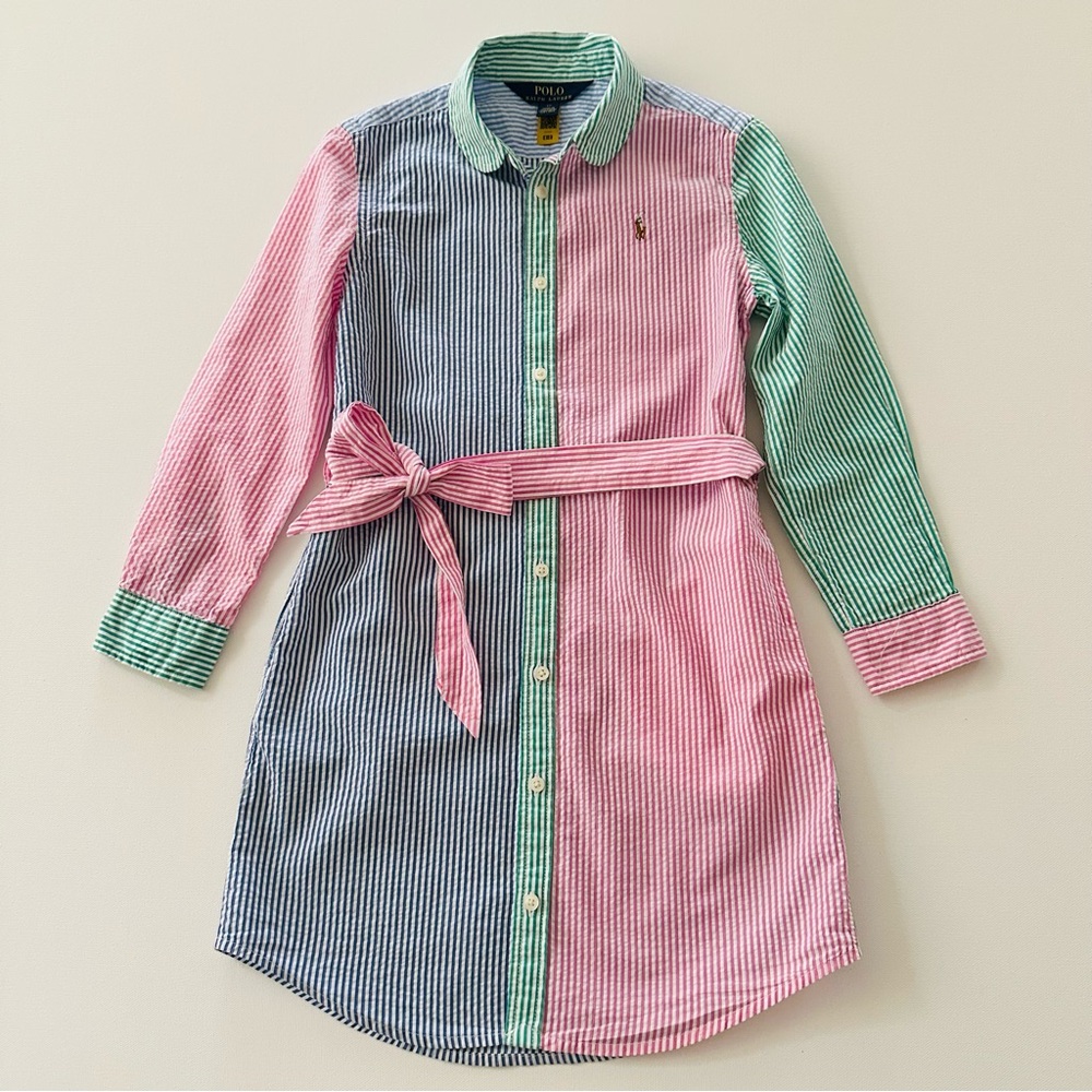 Polo Ralph Lauren 6X Girl Shirt Dress Pink Blue Green Spring Preppy